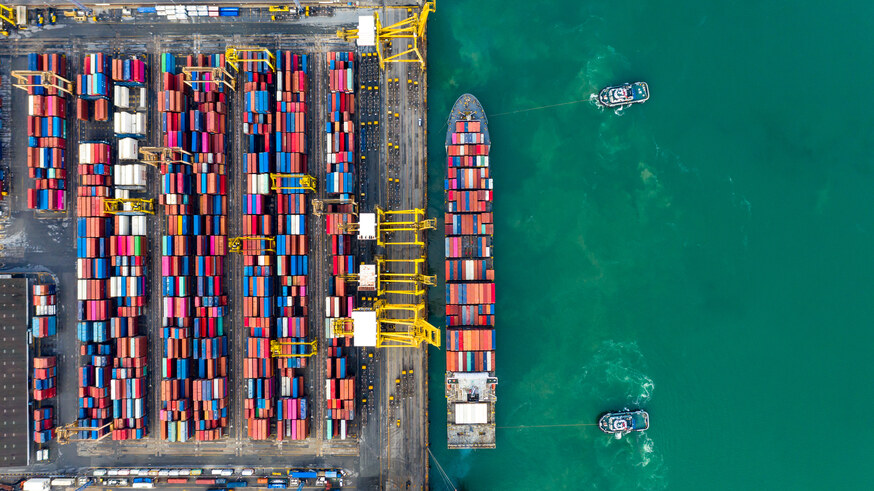 About VTK Global Trades - Aerial view of container port